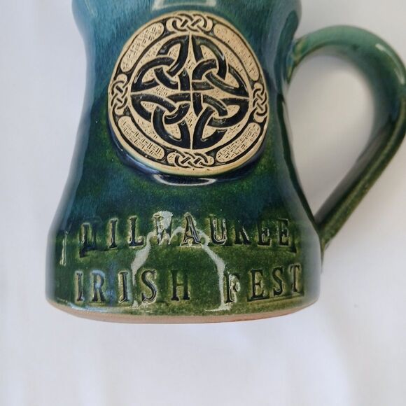 Black Dog Pottery Coffee Cup Mug Rustic Hand Thrown Glazed Signed Irish Fest - Picture 6 of 9